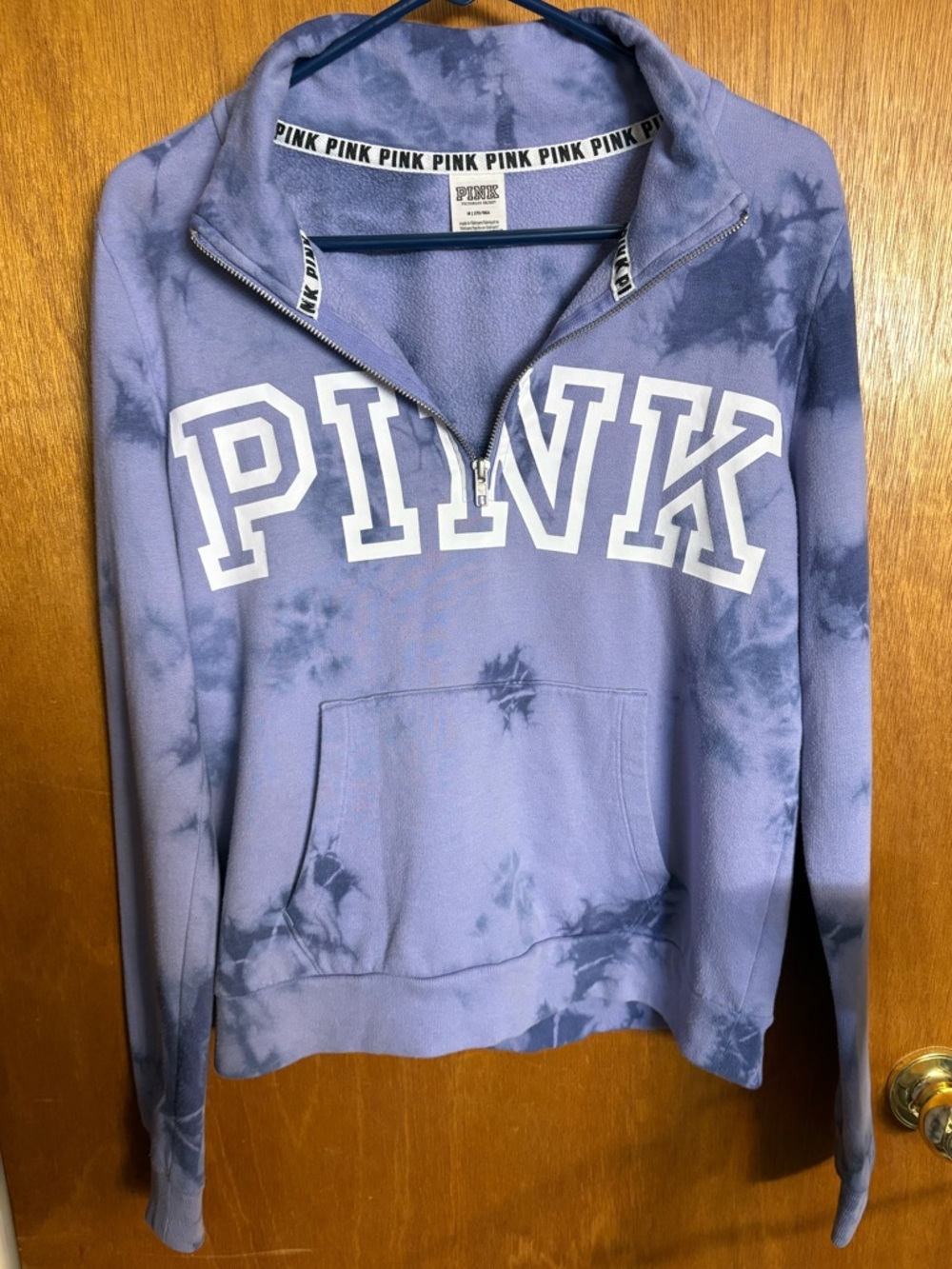 PINK Victoria's Secret Lavender Half-Zip Pullover with White Logo
